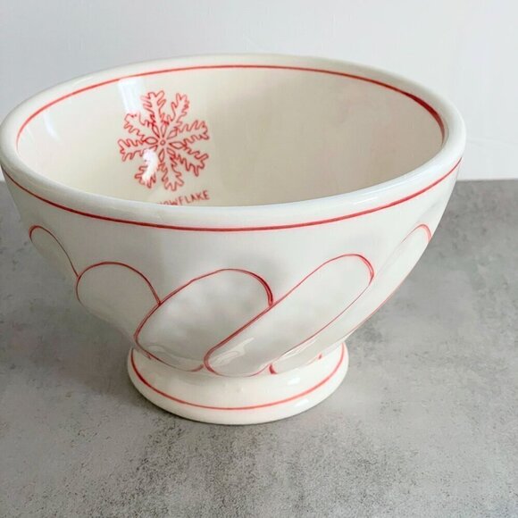 Anthropologie X Molly Hatch Snowflake Swirl Holiday 4" Soup Cereal Latte Bowl - Picture 2 of 6